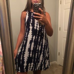 navy blue/white tie dye mini dress
